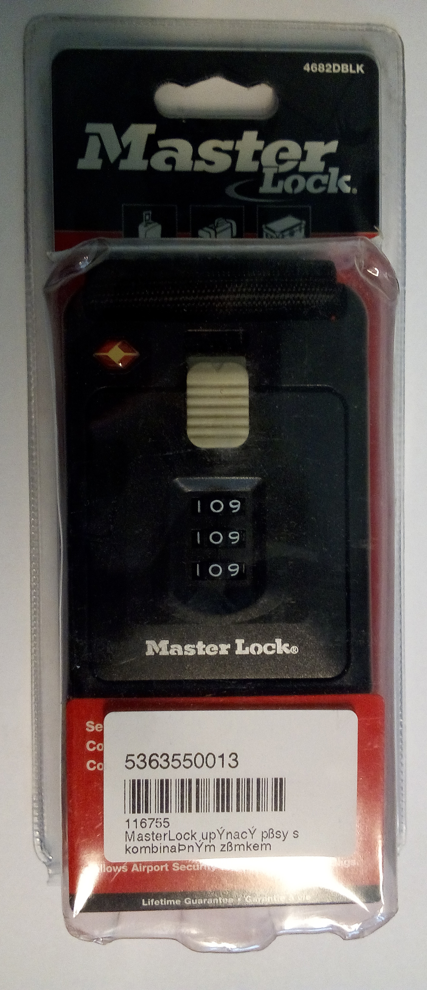 MasterLock upínací pásy s kombinačním zámkem 95-198cm/4682,2ks