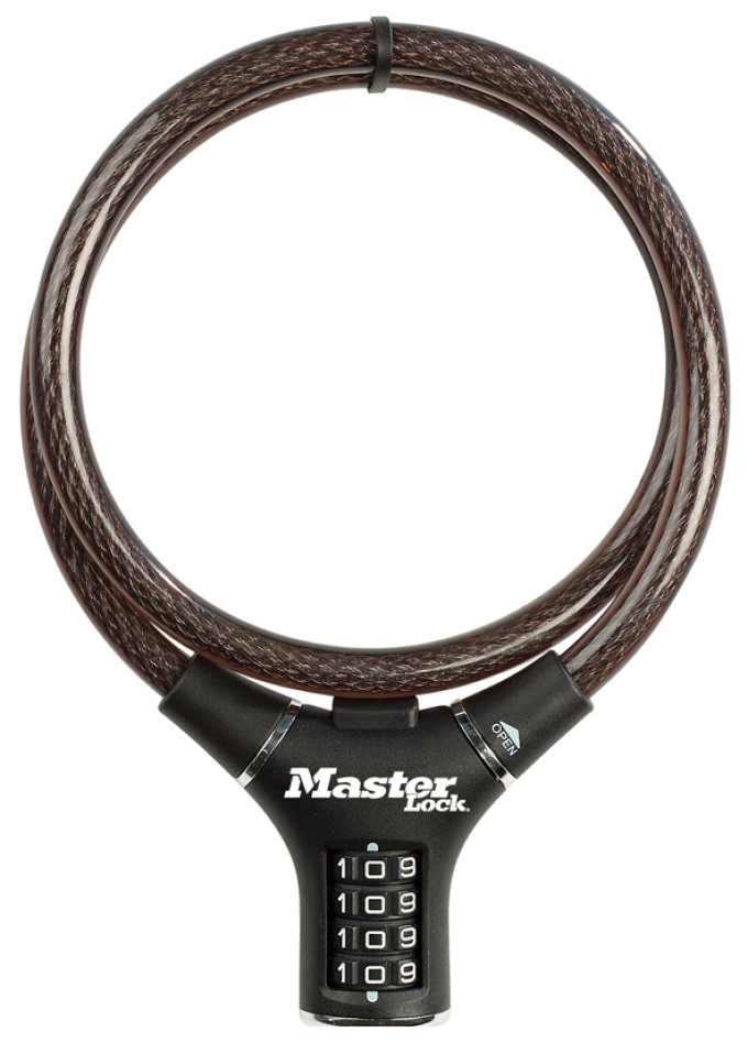MasterLock kabelový zámek 90cm x  12mm, kód, nylonový potah – černý