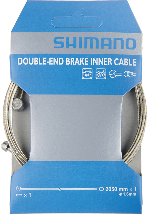 SHIMANO brzdové lanko s dvojím zakončením SILNICE/MTB, 1,6mm x 2050mm, 10 ks