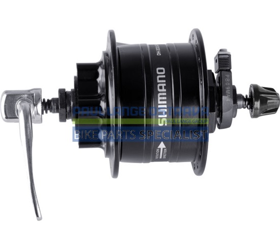 SHIMANO dynamo nába Komfortní DH-3D32-QR 6V, 3,0W pro kot brzdu 6 šroubů RU:133mm 32 děr černá