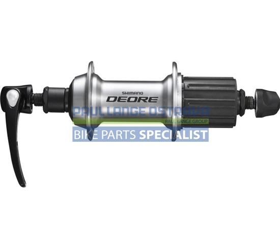 SHIMANO nába zadní DEORE FH-T610 OLD 135 mm 8/9/10/11 rychl 32 děr ráf brzda stříbrná RU: 168 mm