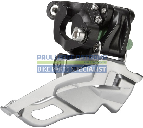 SHIMANO přesmykač DEORE FD-M611 MTB pro 3x10 obj. 34,9/31,8 + 28,6 Down-swing dual pull 40/42z čer