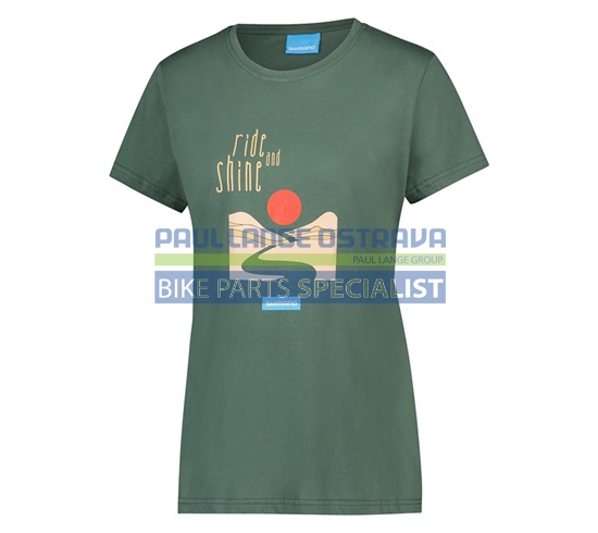 SHIMANO W&#39;S GRAPHIC TEE tričko, dámská, zelená, M