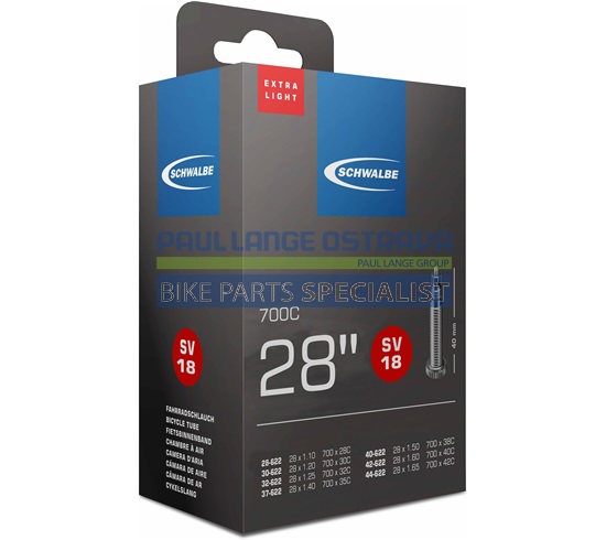 SCHWALBE duše 28", 28/44-622, SV 40 mm, EXTRALIGHT, BUTYL, 105 g
