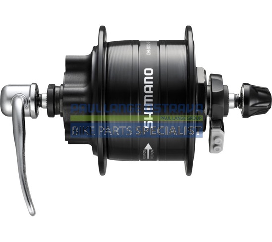 SHIMANO dynamo nába DH-3D32 3 W 6 šroubů, 36 děr, (rychloupínák), černá bal