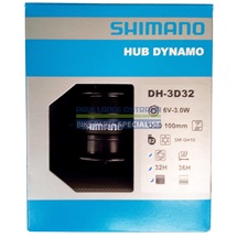 SHIMANO dynamo nába DH-3D32-NT 6V, 3,0W pro kot brzdu 6 šroubů na nýt 32 děr černá bal