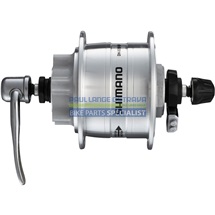 SHIMANO dynamo nába DH-3D32 3 W 6 šroubů, 36 děr, (rychloupínák), stříbrná bal